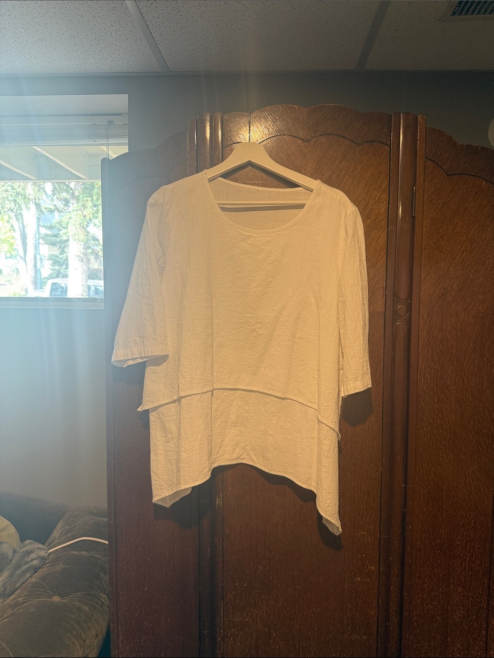 Women's Cream Layered Swing Top
